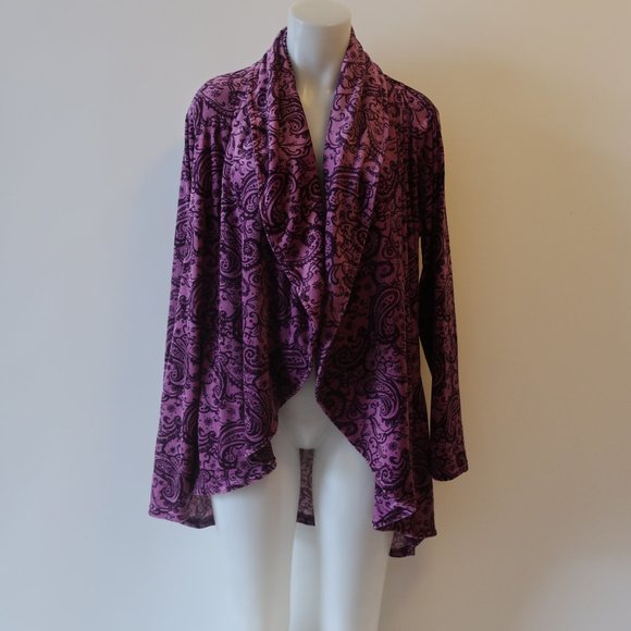 CAROLE HOCHMAN PURPLE VELOUR CARRDIGAN SZ S* - Picture 1 of 15